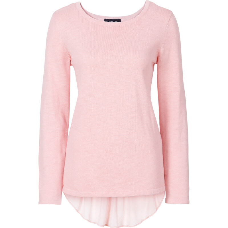 BODYFLIRT Pullover mit Bluseneinsatz langarm in rosa für Damen von bonprix