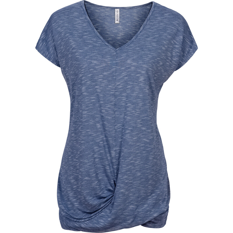 RAINBOW Shirt mit Knoteneffekt kurzer Arm in blau für Damen von bonprix