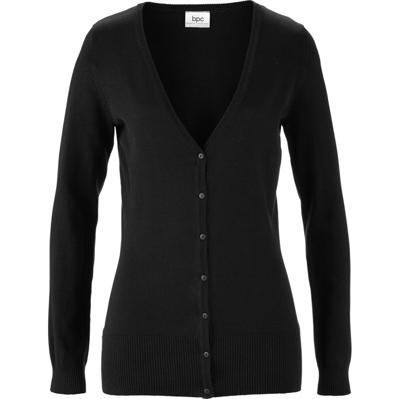 bpc bonprix collection Basic Feinstrick-Jacke langarm in schwarz für Damen von bonprix