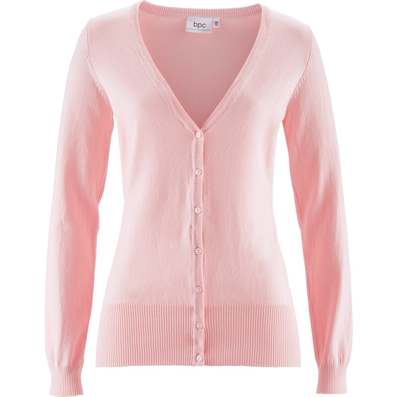 bpc bonprix collection Basic Feinstrick-Jacke langarm in rosa für Damen von bonprix