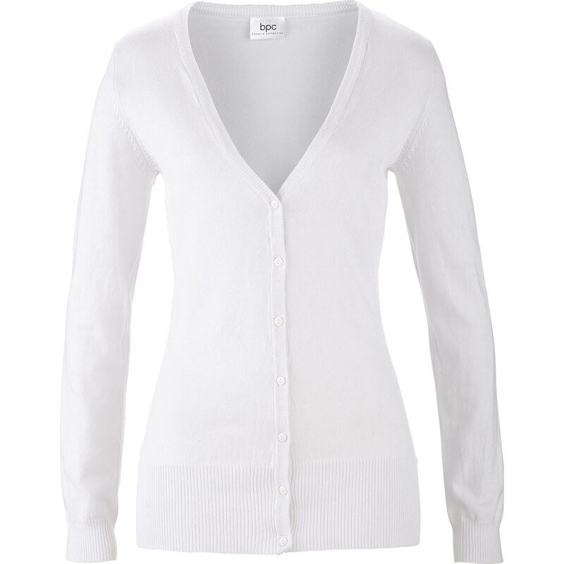 bpc bonprix collection Basic Feinstrick-Jacke langarm in weiß für Damen von bonprix