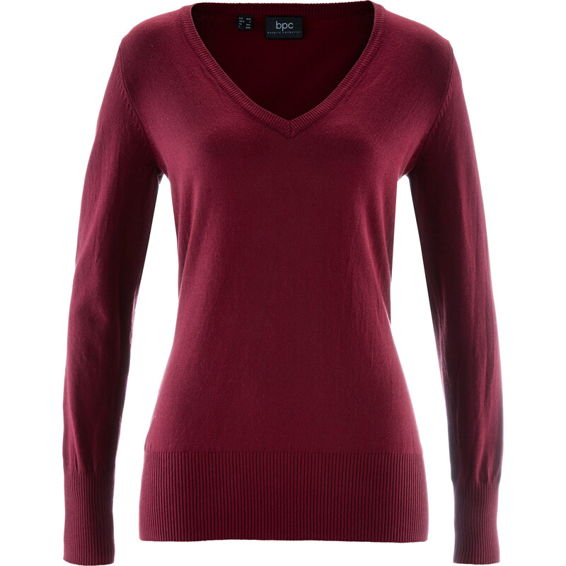 bpc bonprix collection Basic Feinstrick-Pullover langarm in rot für Damen von bonprix