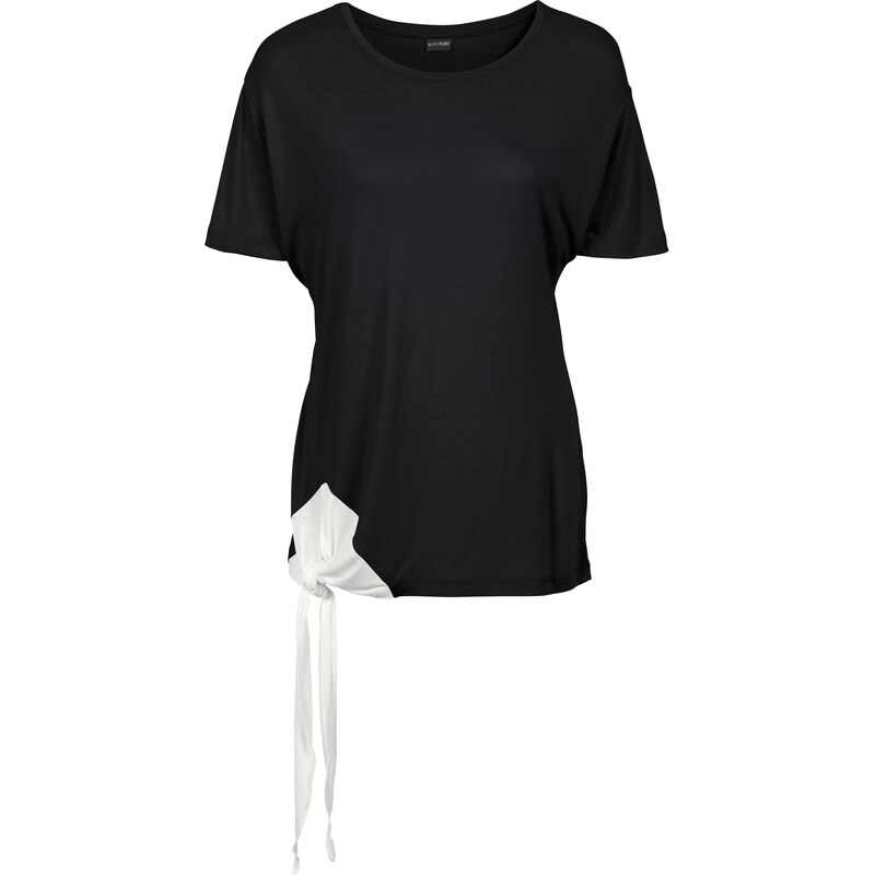 BODYFLIRT Shirt mit Knoten halber Arm in schwarz für Damen von bonprix