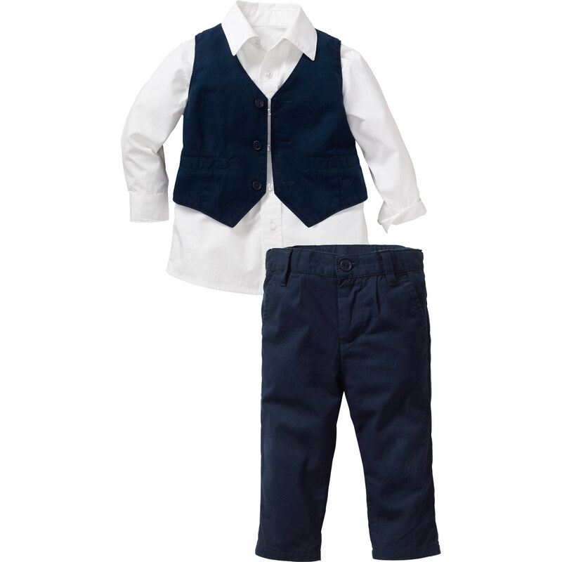 bpc bonprix collection Baby Hemd + Weste + Hose (3-tlg. Set) langarm in weiß für Herren von bonprix