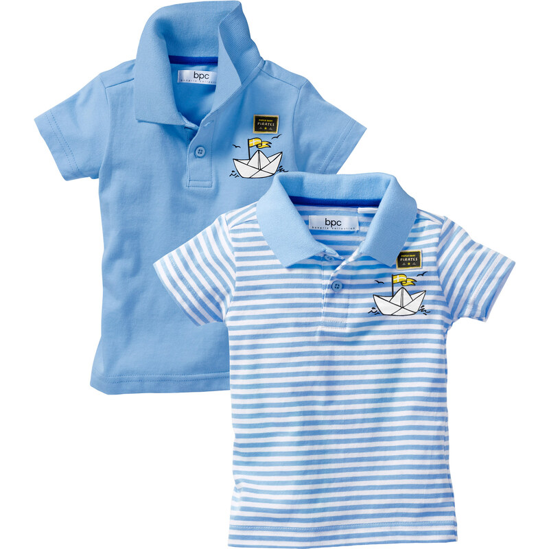 bpc bonprix collection Baby Polo-Shirt (2er-Pack) Bio-Baumwolle kurzer Arm in blau für Herren von bonprix