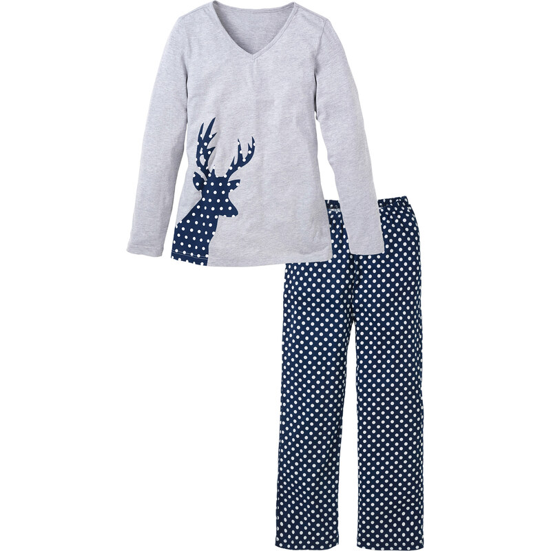 bpc bonprix collection Pyjama langarm in blau für Damen von bonprix