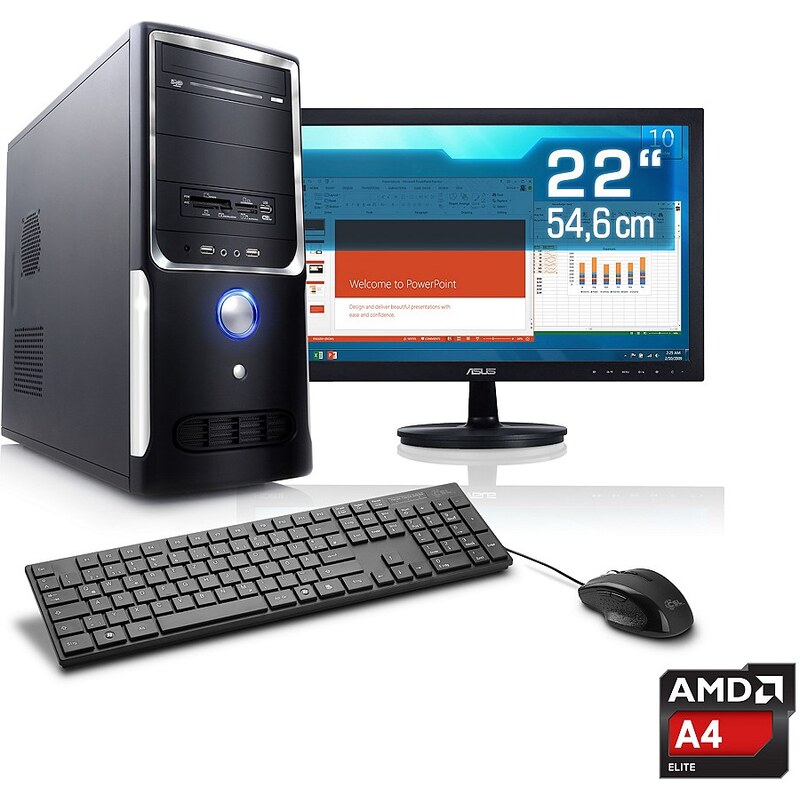 CSL Office PC Set AMD A4-5300 HD 7480D 4 GB RAM 22" TFT »Sprint T2412 Windows 7 Pro«