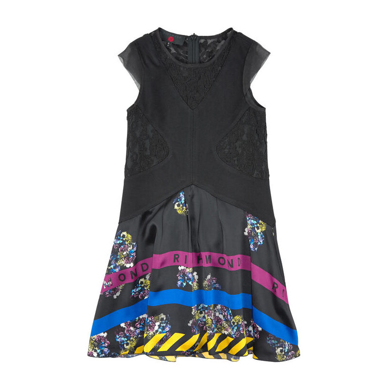 Richmond Jr Kleid aus Milano-Jersey mit Spitze und Rockansatz aus bedruckter Seide