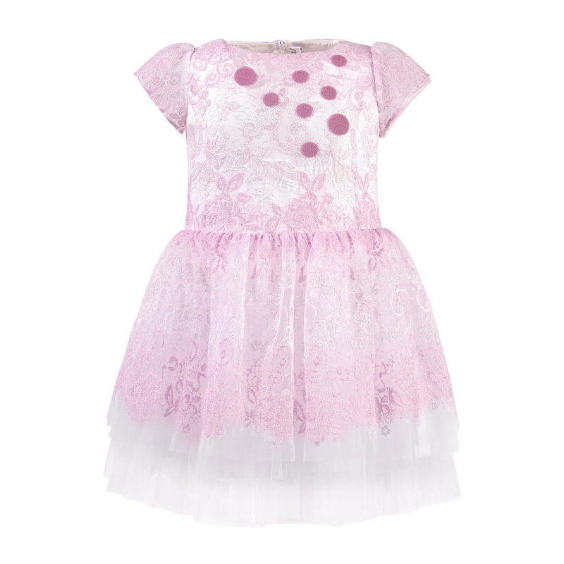 Simonetta Embroidered tulle party dress - Pink
