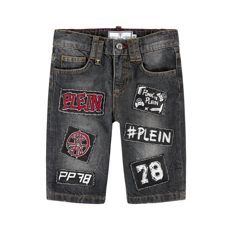 Philipp Plein Jeans-Bermuda mit Applikationen