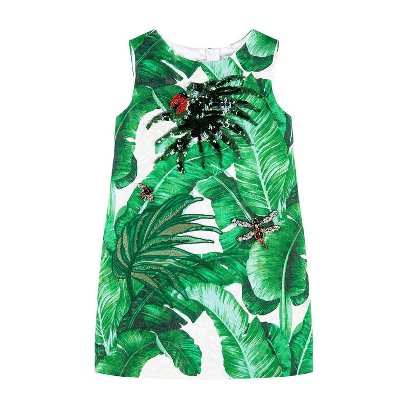 Dolce & Gabbana Mini Me Brokat-Kleid mit Botanischer-Garten-Motiven