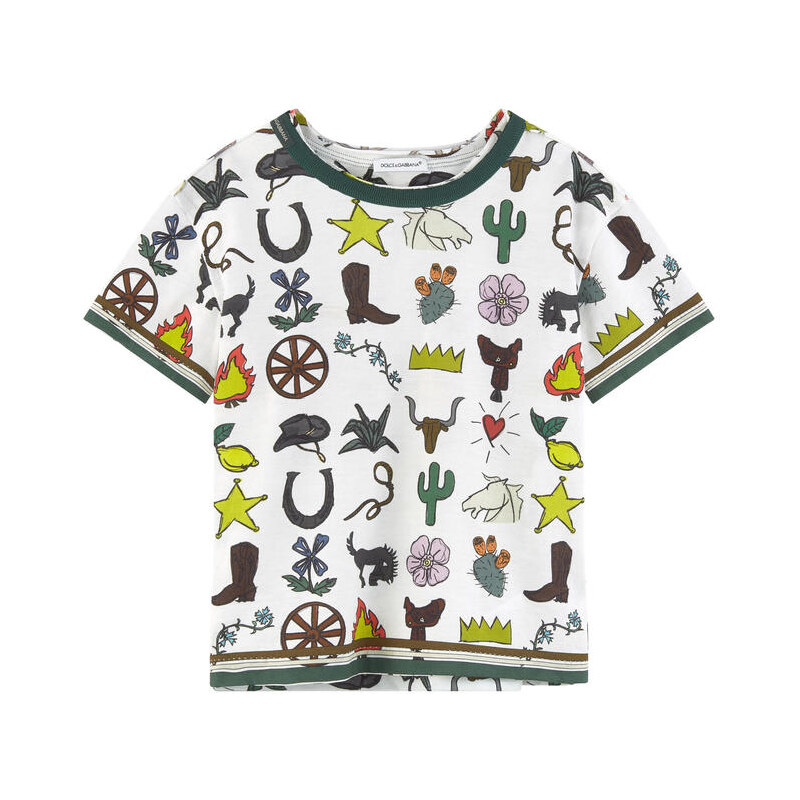 Dolce & Gabbana Illustriertes Mini Me T-Shirt Western & Cow-boy