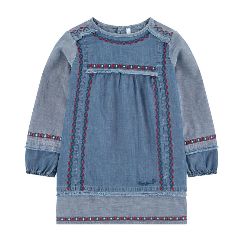 Pepe Jeans Besticktes Kleid aus Chambray