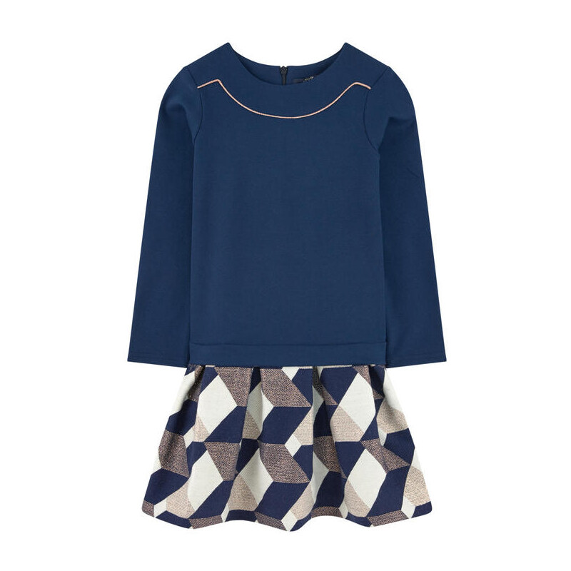 Lili Gaufrette Milano-Jerseykleid mit geometrischem Jacquardmuster