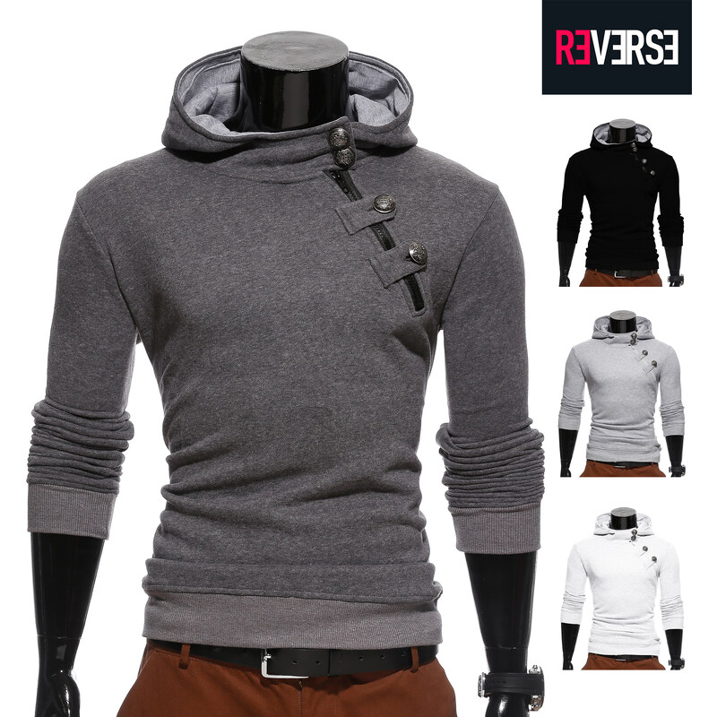 Re-Verse Kapuzensweater mit seitlichem Reißverschluss - S - Schwarz