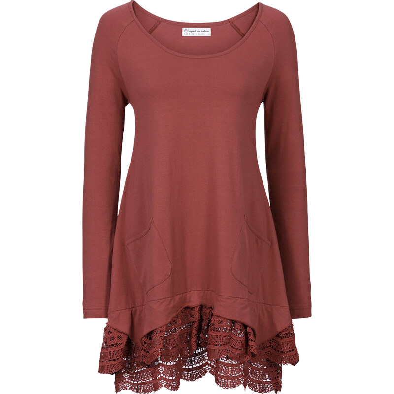 bpc bonprix collection Langärmlige Shirt-Tunika mit Spitze langarm in rot für Damen von bonprix
