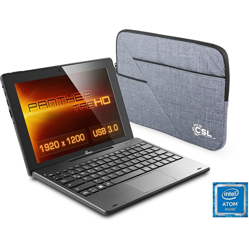 CSL 10" Tablet Intel Z8300 2x64GB USB 3.0 »Panther Tab HD Win 10 Tastatur Tasche«