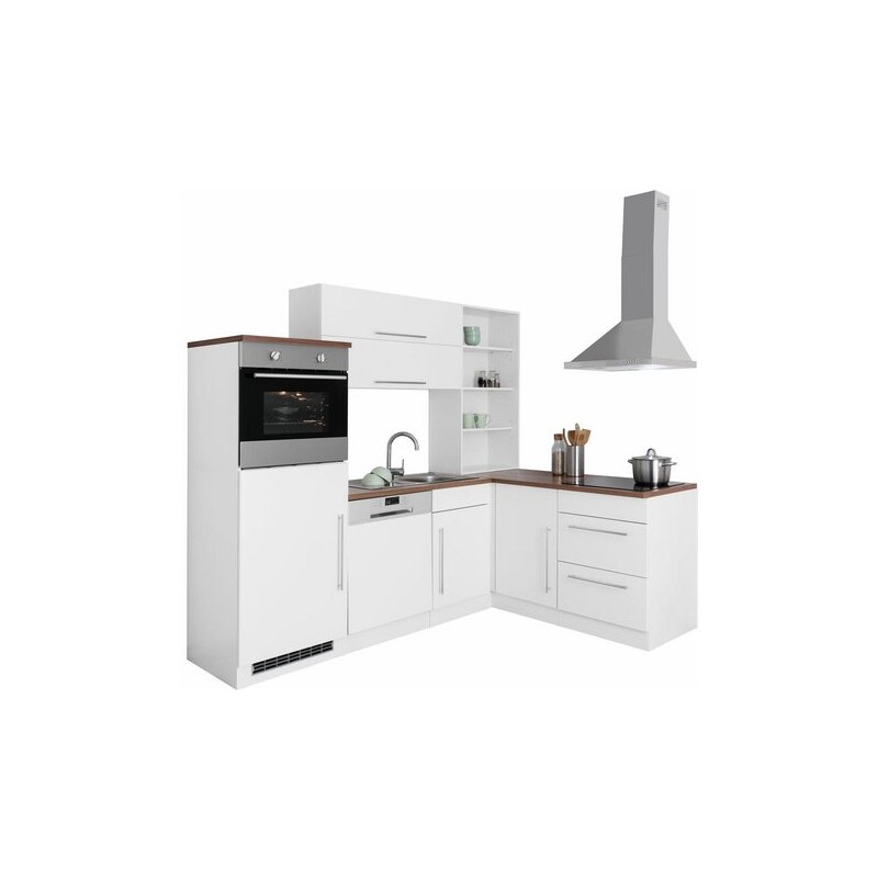 HELD MÖBEL Winkelküche Samos mit E-Geräten Stellbreite 230/170 cm weiß