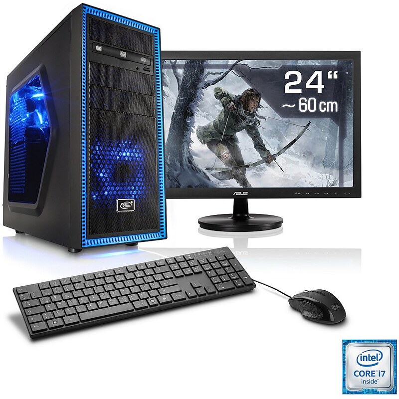 CSL Gaming PC Set i7-6700 GeForce GTX 1050 Ti 8 GB RAM 24" TFT »Speed T7821 Windows 10 Home«
