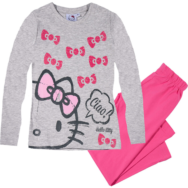 Hello Kitty Pyjama pink in Größe 98 für Mädchen aus 100% Baumwolle Graumelange: 95% Baumwolle 5% Viskose