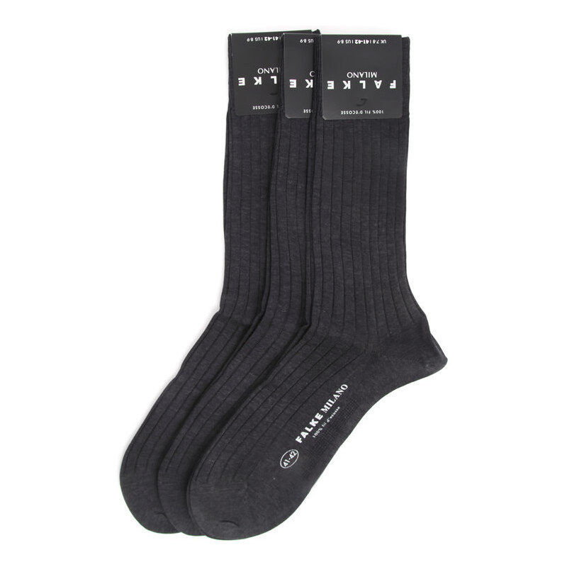 FALKE 3er-Pack anthrazitfarbene Socken MILANO