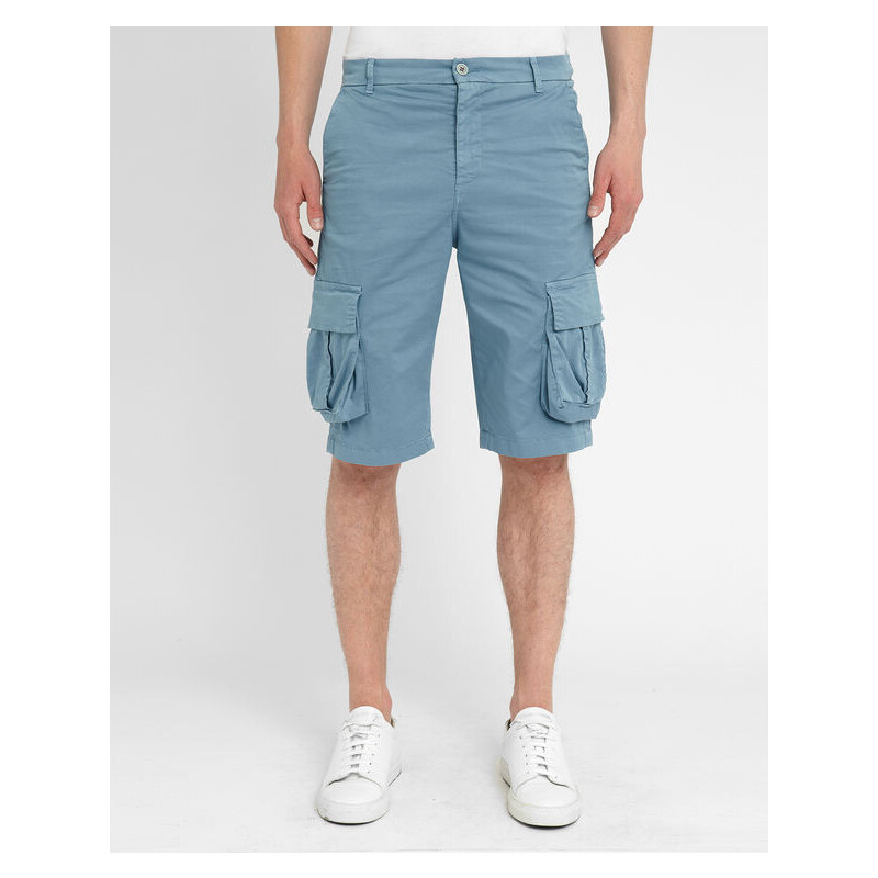 M.STUDIO Einfarbig blassblaue Cargo-Shorts aus Baumwolle Jayden