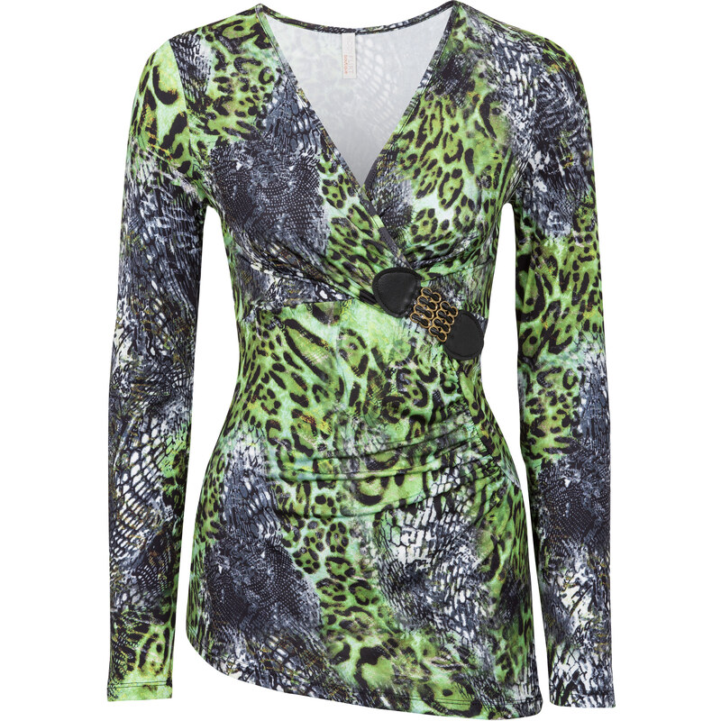 BODYFLIRT boutique Shirt mit tiefem Ausschnitt in grün für Damen von bonprix