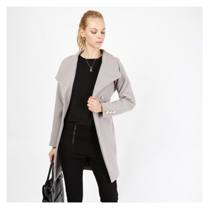 Lesara Klassischer Mantel mit Umschlagkragen - Grau - S