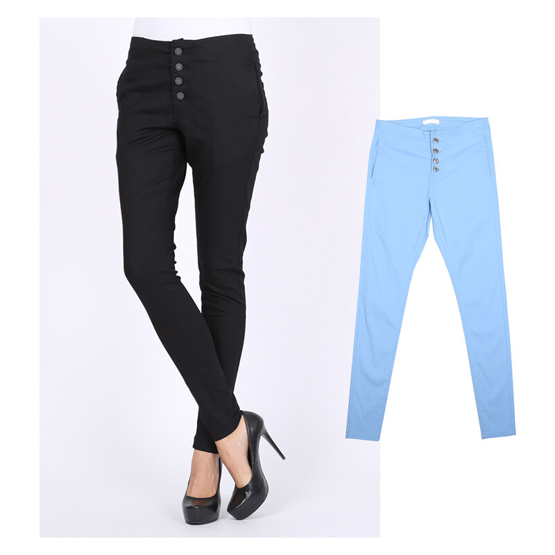 Lesara Skinny-Jeans mit Knopfleiste - 36 - Schwarz
