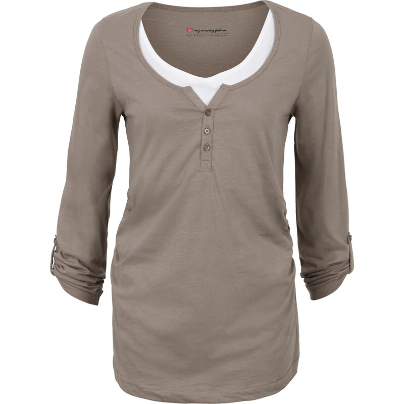 bpc bonprix collection Stillshirt/Umstandsshirt mit langen Ärmeln zum Krempeln langarm in braun für Damen von bonprix