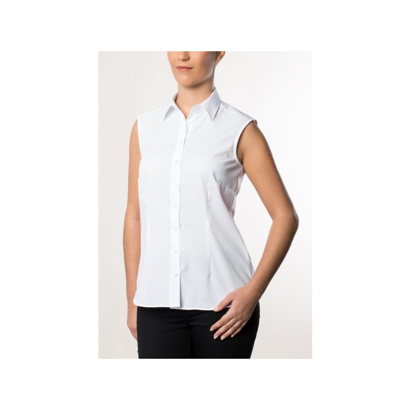 ETERNA COMFORT FIT BLUSE OHNE ARM WEISS