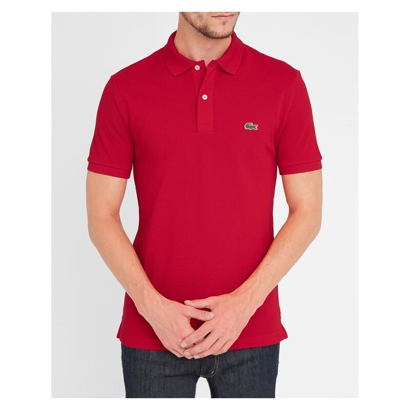 Rotes kurzärmeliges Poloshirt mit Lacoste-Logo