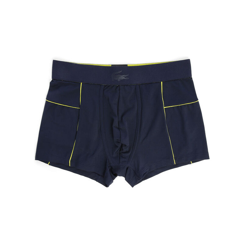 LACOSTE UNDERWEAR Navy Short Boxer Shorts with Yellow Elastic
