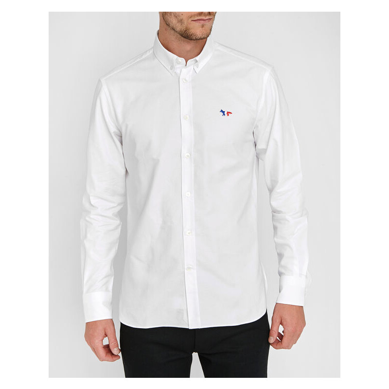 MAISON KITSUNÉ White Tricolour Oxford Fox Patch Shirt