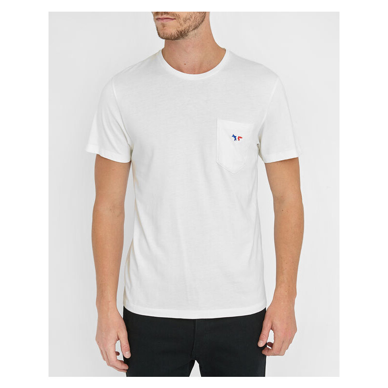 MAISON KITSUNÉ Weißes Trikolore-T-Shirt mit Aufnäher