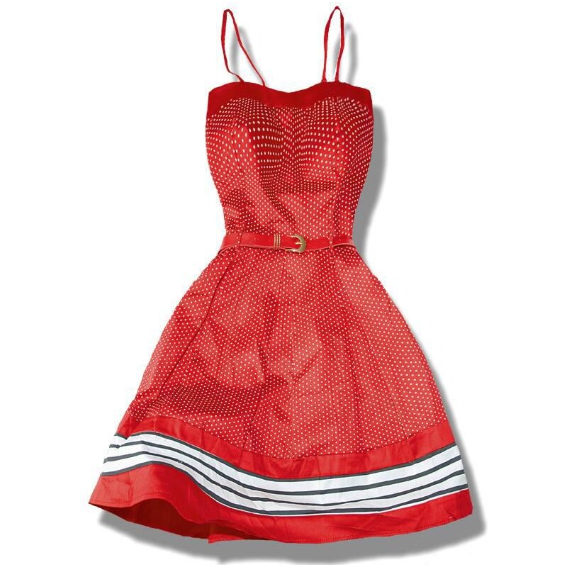 Kleid mit Punkten rot 0977