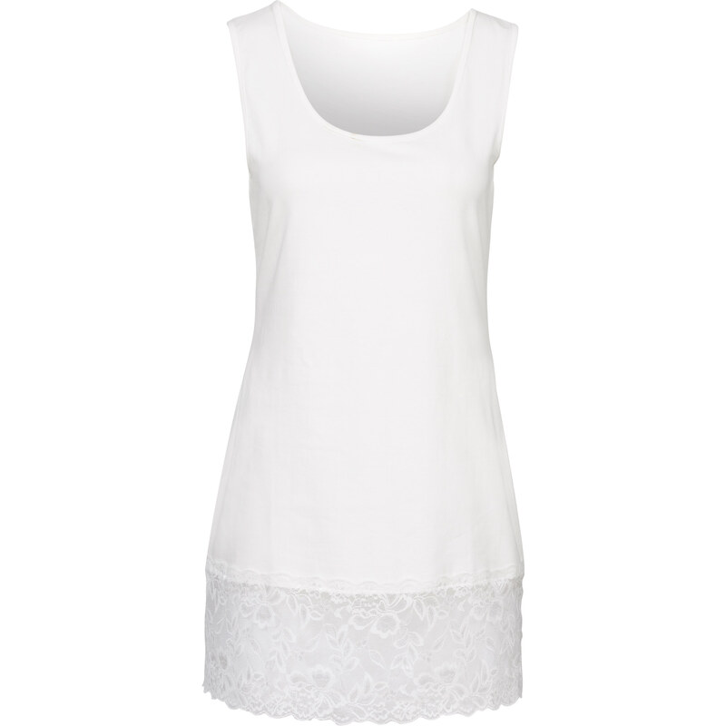 BODYFLIRT Shirttop mit Spitze ohne Ärmel in weiß für Damen von bonprix