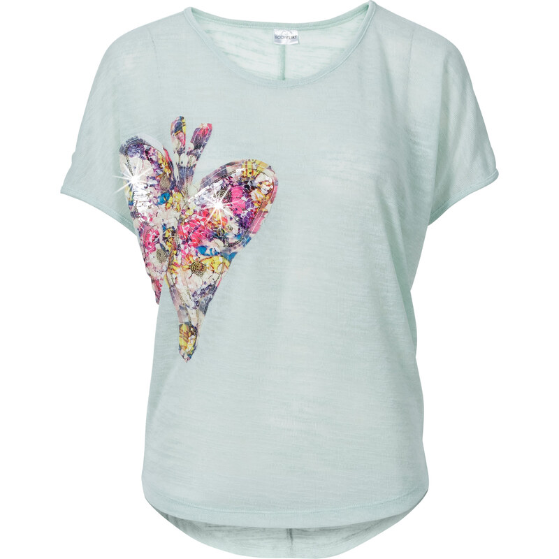 BODYFLIRT Shirt mit Applikation kurzer Arm in blau für Damen von bonprix