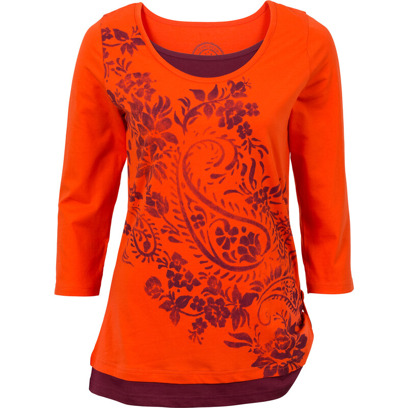 John Baner JEANSWEAR Bedrucktes Shirt mit 3/4-Ärmeln 3/4 Arm in orange für Damen von bonprix