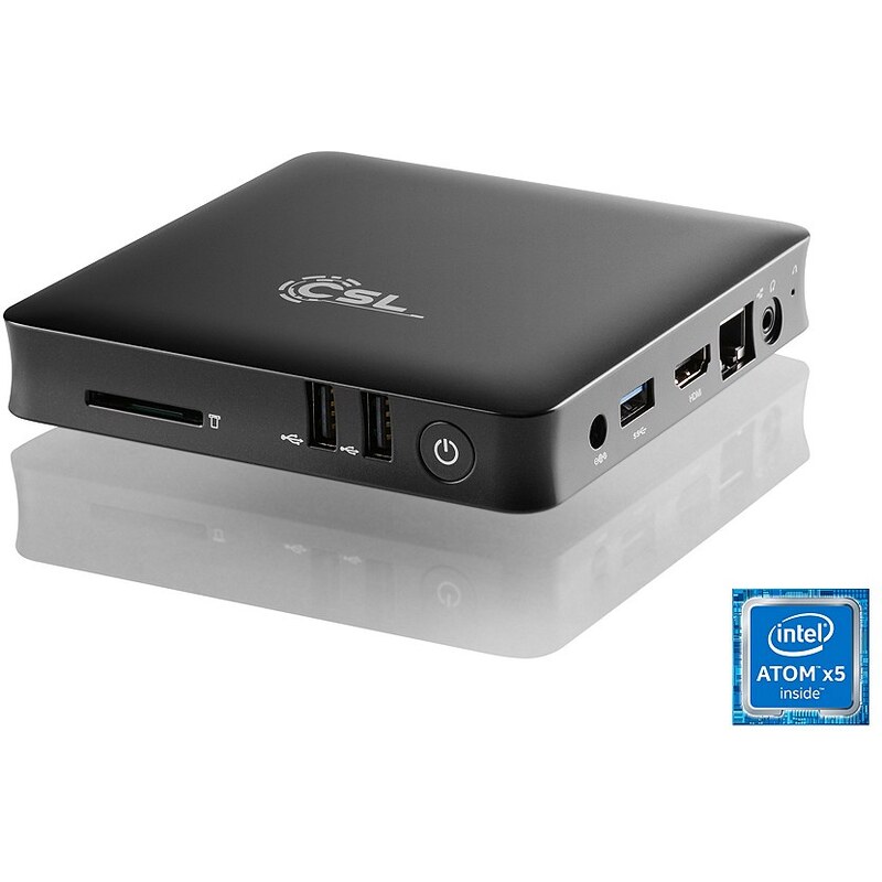 CSL Silent Mini PC - lautlos, Media, TV, Bluetooth, WLAN »Narrow Box 4K, Windows 10, USB 3.0«