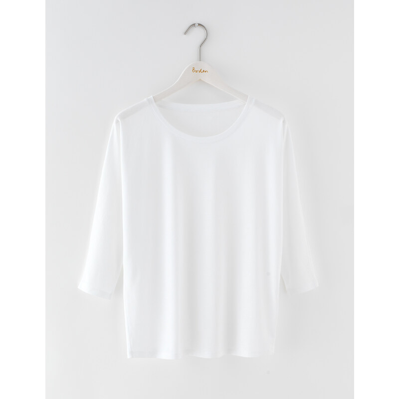 Superweiches kastiges T-Shirt Weiß Damen Boden