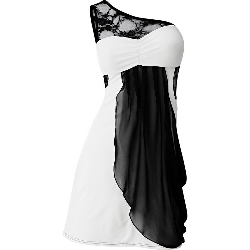 BODYFLIRT One-Shoulder-Kleid ohne Ärmel in weiß von bonprix