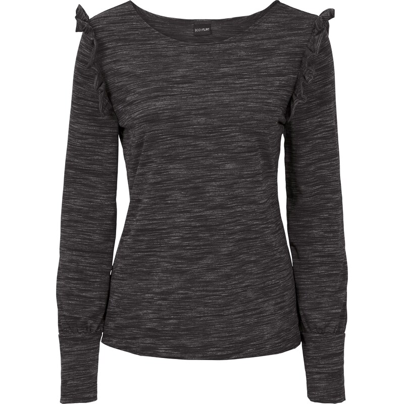 BODYFLIRT Volant-Shirt in schwarz für Damen von bonprix