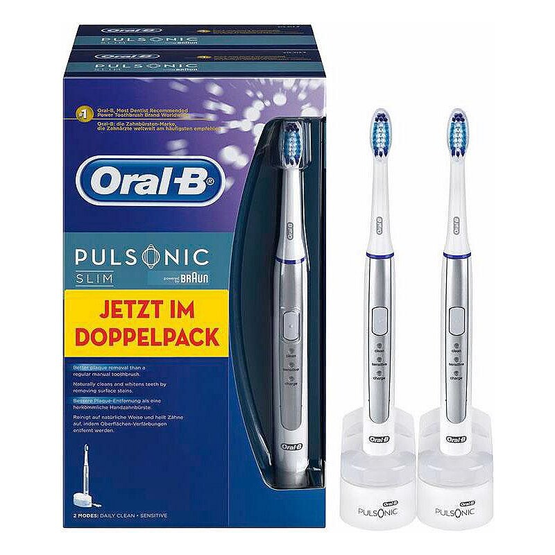 Oral-B Elektrische Schallzahnbürste Pulsonic Slim, Duopack (2 Handstücke)