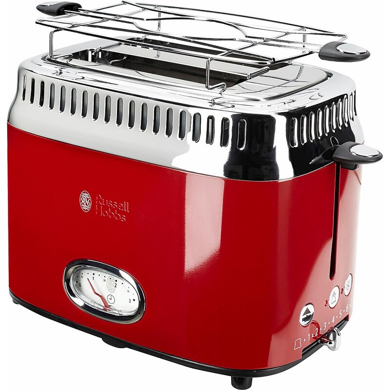 Russell Hobbs Kompakt Toaster Retro Ribbon Red 21680-56, 1300 Watt, für 2 Scheiben