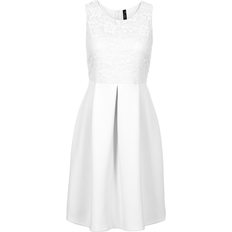BODYFLIRT boutique Kleid in Scubaoptik in weiß von bonprix