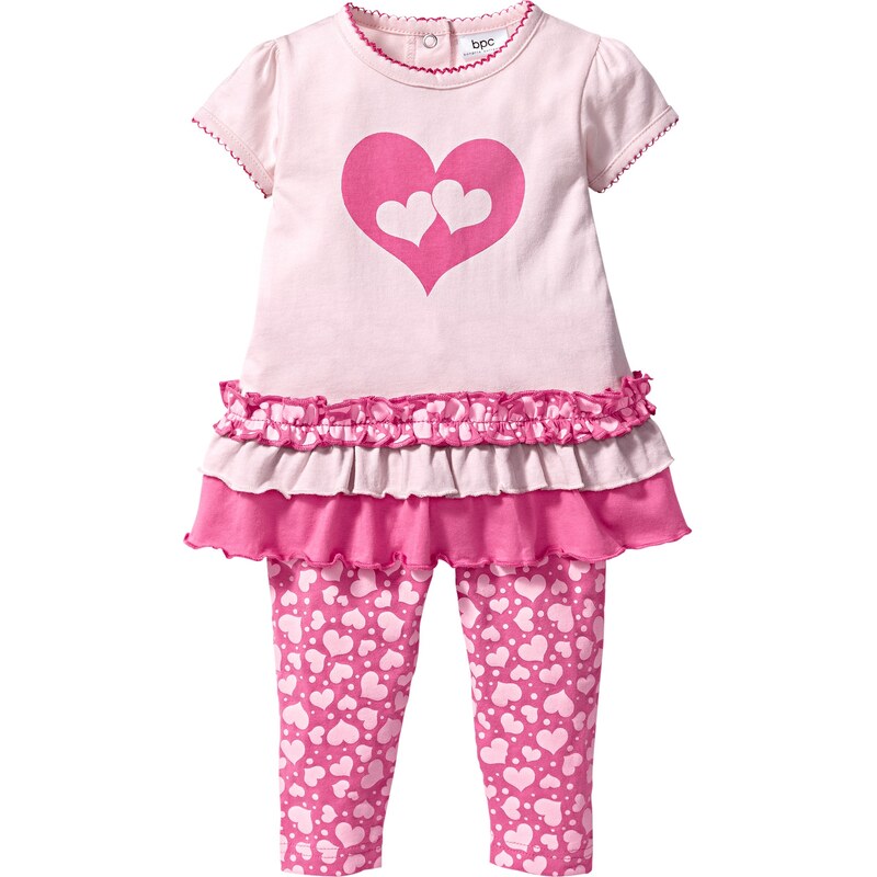 bpc bonprix collection Baby-T-Shirt + Leggings (2-tlg.) Bio-Baumwolle kurzer Arm in rosa für Damen von bonprix