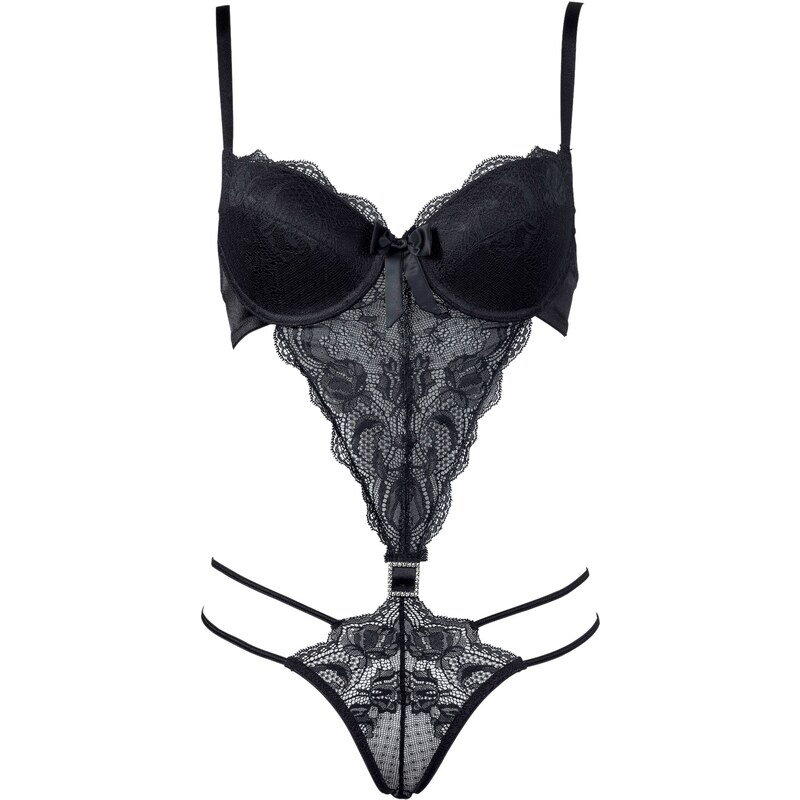 RAINBOW Body mit raffinierter Schnittführung in schwarz für Damen von bonprix