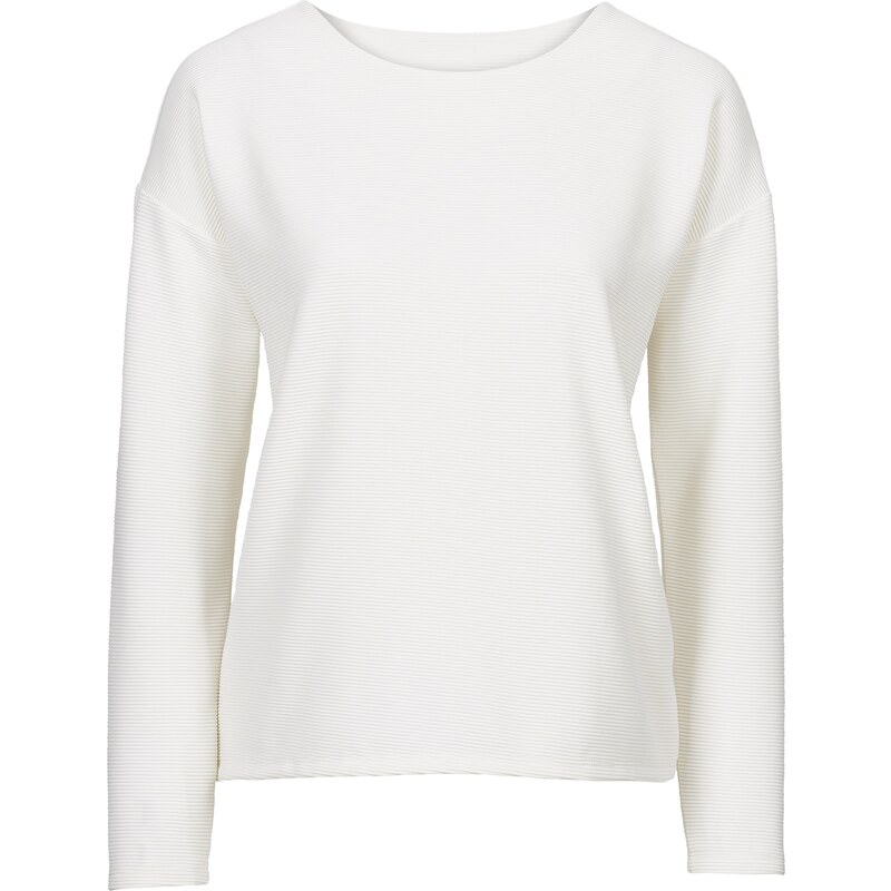 RAINBOW Shirt in Strukturware langarm in weiß für Damen von bonprix