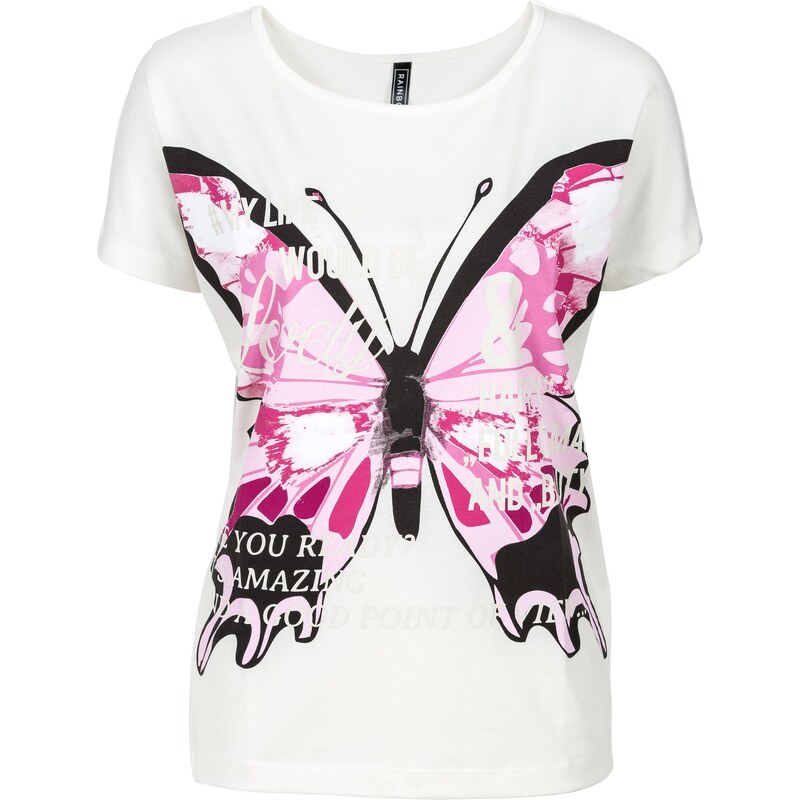 RAINBOW Shirt mit Schmetterling in weiß für Damen von bonprix